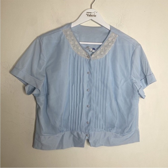 Lady Fame Vintage light blue baby doll top - M - Picture 2 of 13